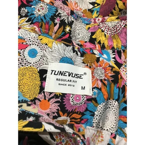 Tunevuse Floral Retro Cotton Shirt Medium - Picture 5 of 6